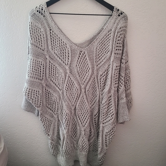 Ces Femme Women's M/L Light Gray knit drop sleeve tunic VGUC - Picture 9 of 10